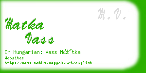 matka vass business card